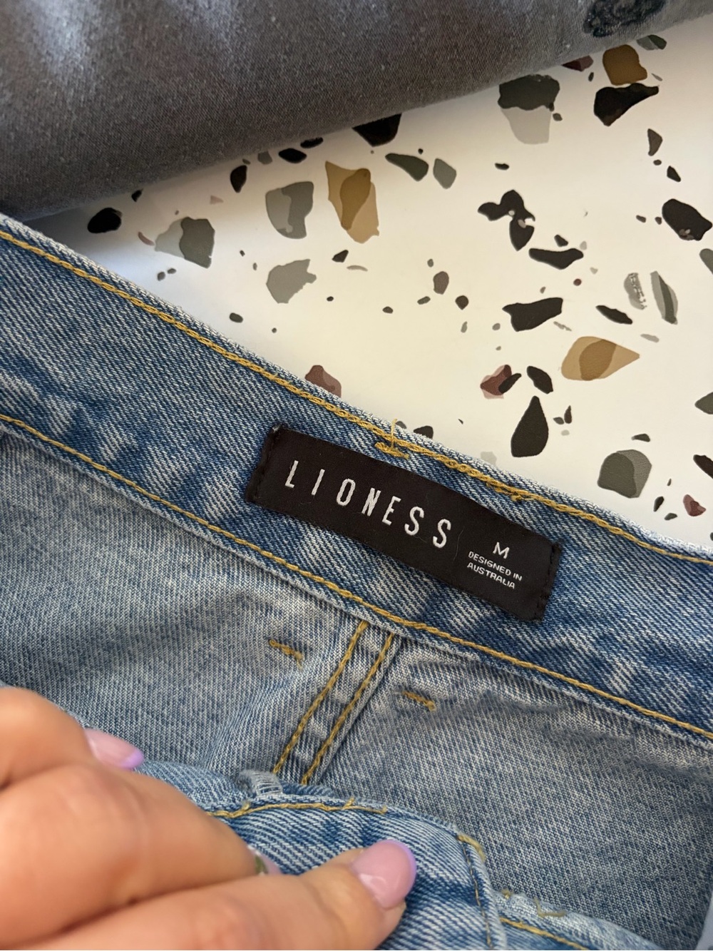 Woman’s Blue Cargo Denim Pants - Picture 3 of 3